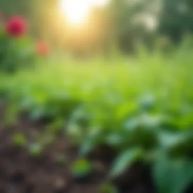 Close-up of a weed-infested garden bed