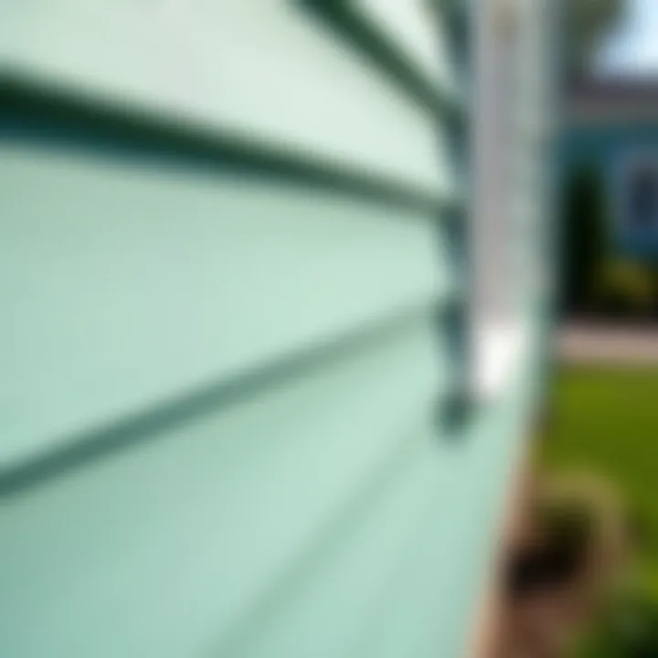 Close-up of freshly painted vinyl siding