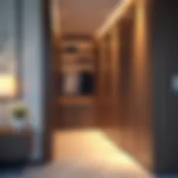 Sleek modern closet doors with integrated lighting
