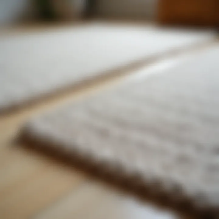 Close-up of textured fabric in corner sink kitchen rug