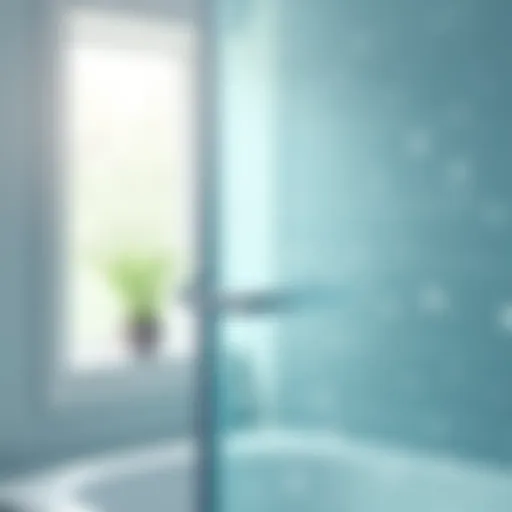 Close-up of a sparkling clean glass shower door