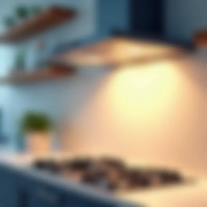 Close-up of a clean stove hood reflecting light