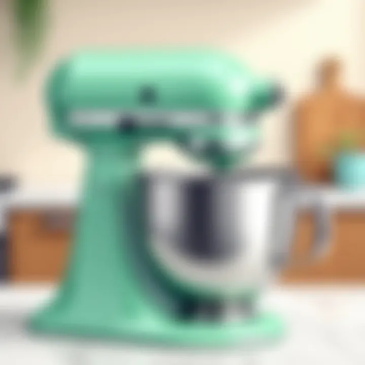 Elegant mint color KitchenAid mixer on a countertop