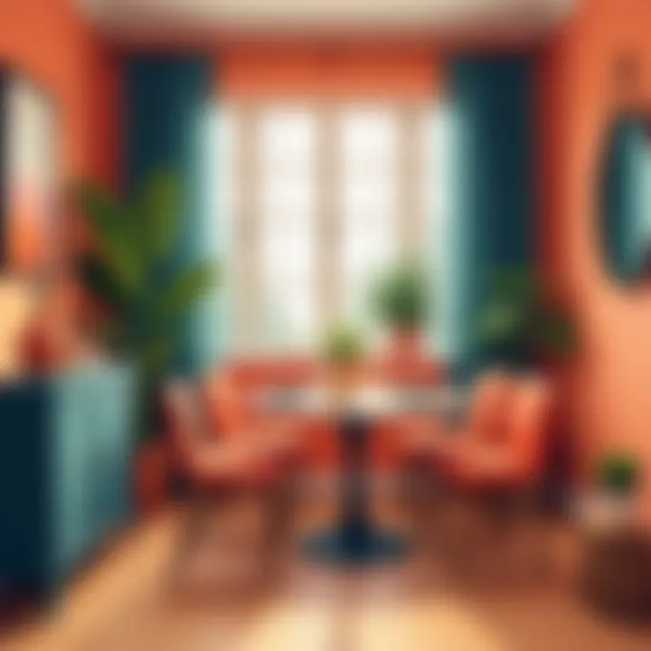 Bold color palette in a compact dining area