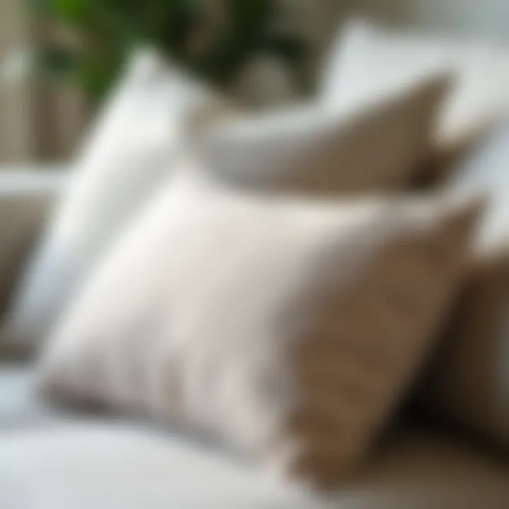 Close-up of textured fabric on euro size throw pillows