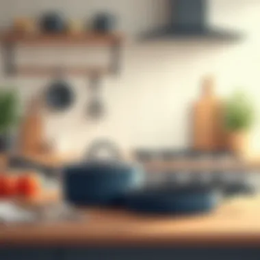 A beautiful kitchen scene featuring stylish non-stick cookware