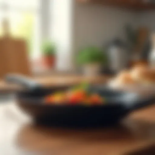 A close-up view of a premium non-stick pan with a sleek design