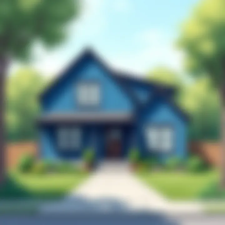A contemporary house showcasing a bold blue exterior paint