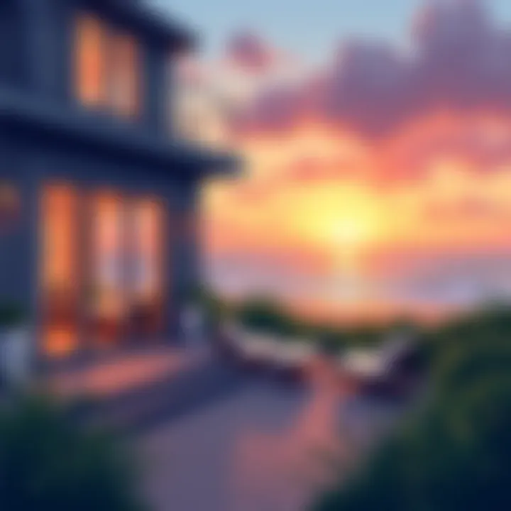 Coastal sunset view from a vacation home in the Hamptons