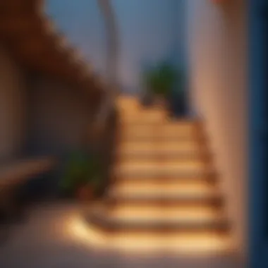 Elegant LED Stair Lighting Elegant LED stair lighting illuminating a modern staircase