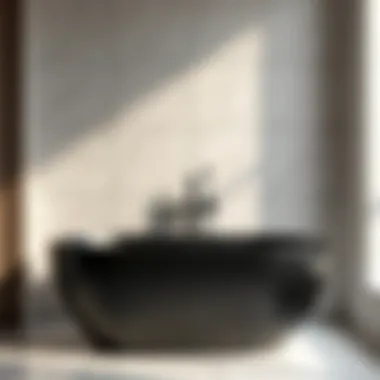 Modern Design: Black Tub in a Tiled Masterpiece Sleek black tub integrated into a modern tiled bathroom