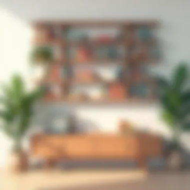 Artistic Wall-Mounted Bookshelf Creative wall-mounted bookshelf arrangement with artistic flair