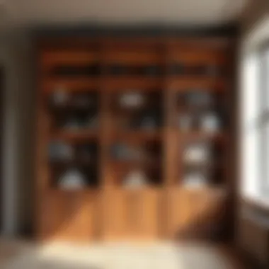 Opulent Wooden Bookshelf Design Luxurious wooden bookshelf showcasing rich textures and finishes