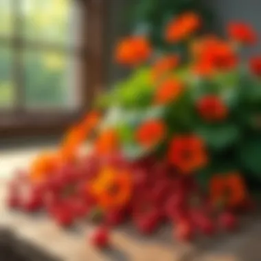 An array of nasturtium seeds displayed on a wooden surface