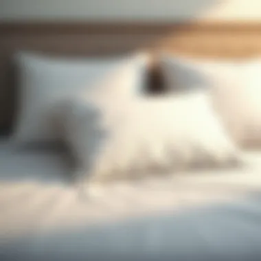 Close-up of different pillow materials on a king bed