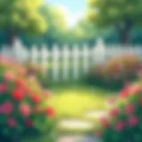 Charming garden featuring a short picket fence with vibrant flowers