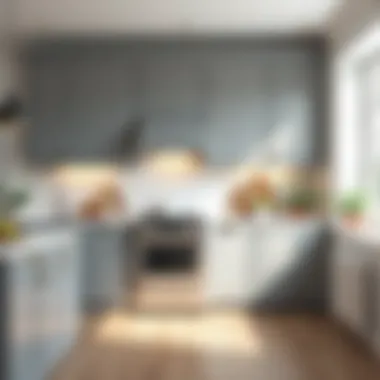 Elegant Grey-Painted Cabinetry Elegant grey-painted wooden cabinets in a modern kitchen