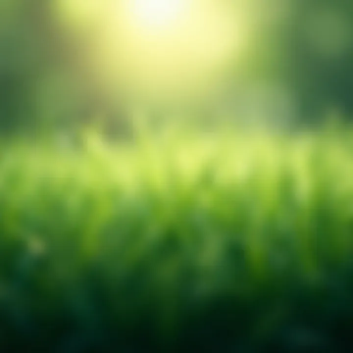 Close-up of lush grass with dew drops